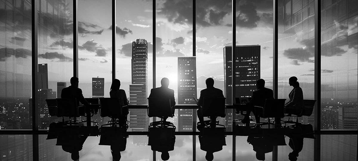 office meeting black and white silhouette